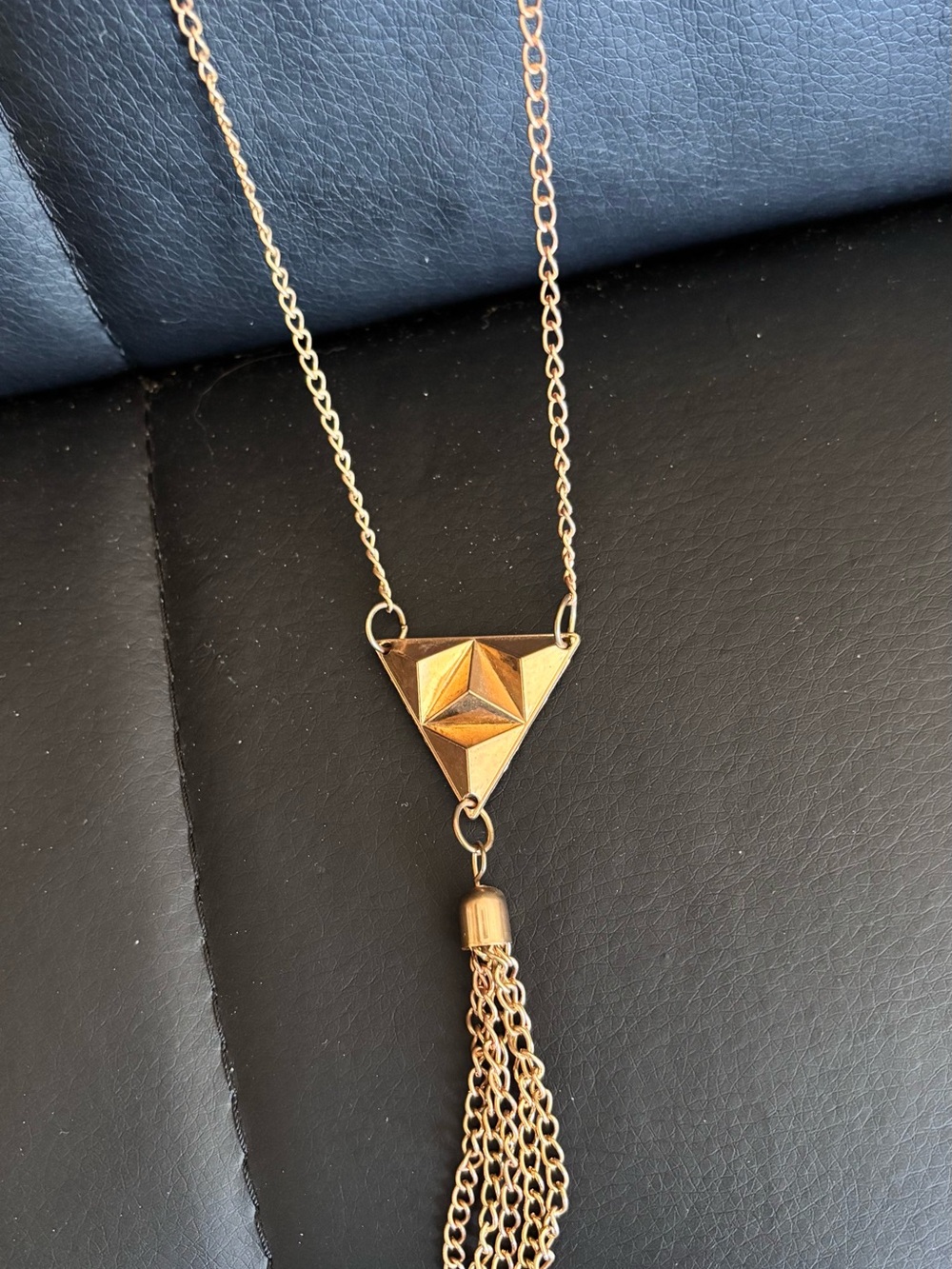 Gold Triangle Tassel Necklace - Unbranded